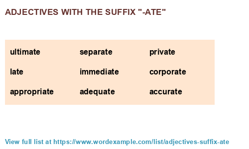 Adjectives With The Suffix ate 1 000 Results 