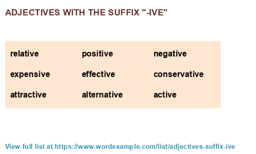 Adjectives With The Suffix ive 1 000 Results 