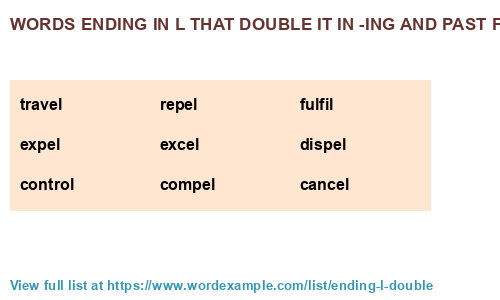 Words Ending In L That Double It In ing And Past Forms 108 Results 