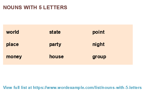 Nouns With 5 Letters 1 000 Results 