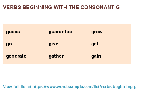 Verbs Beginning With The Consonant G 1 000 Results 