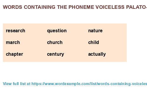 Words Containing The Phoneme Voiceless Palato alveolar Affricate t 