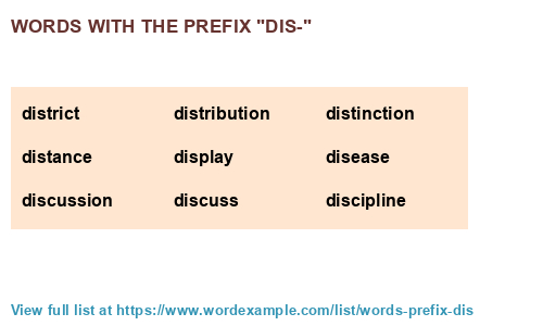 Words With The Prefix dis 1 000 Results 