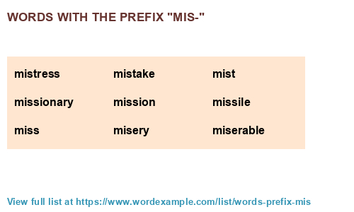 List Of Words With Prefix Mis Slidesharetrick