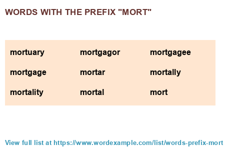 Words With The Prefix mort 80 Results 