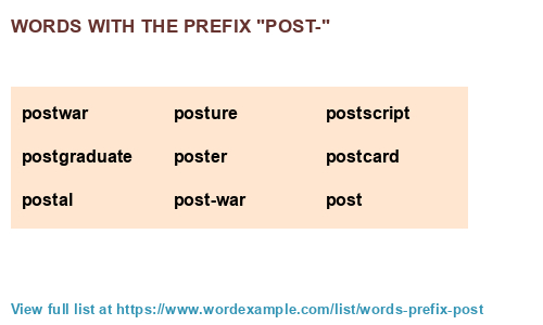 Words With The Prefix post 1 000 Results 