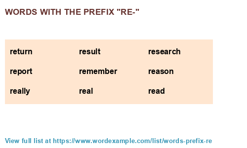 Words With The Prefix re 1 000 Results 