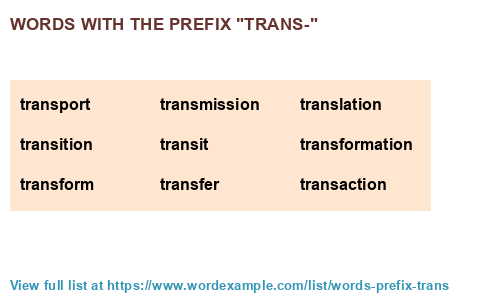 Words With The Prefix trans 1 000 Results 